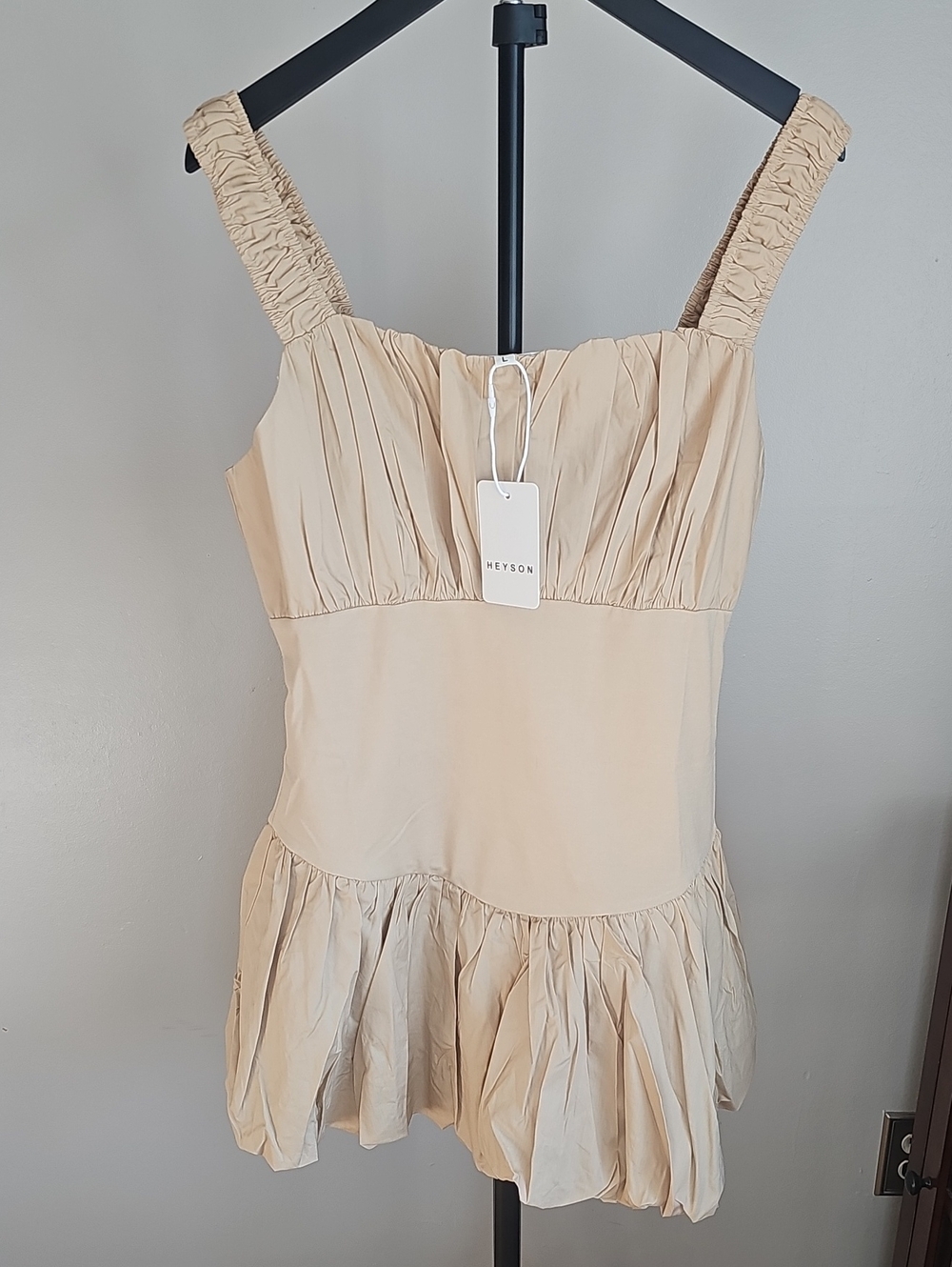 Heyson Beige Ruffled Mini Dress